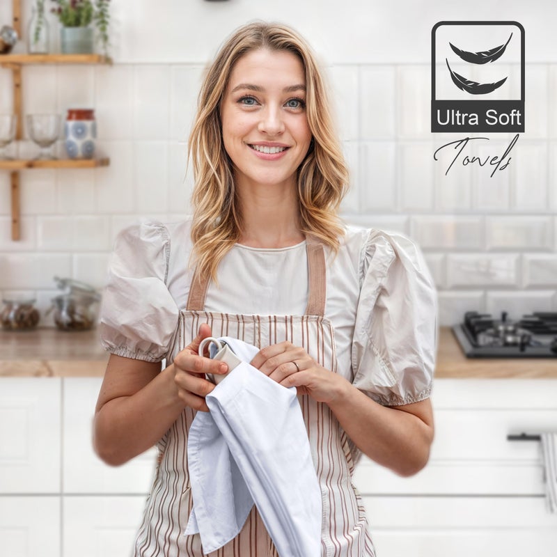 ZOYER منشفة دقيق زوير 28" × 28"، 12 حزمة - 100% قطن - منشفة صحون قابلة للغسل في الغسالة، منشفة بار فائقة الامتصاص، قطعة قماش صحون مثالية لتجفيف الأطباق والتنظيف - مجموعة أقمشة مطبخ - Image 5